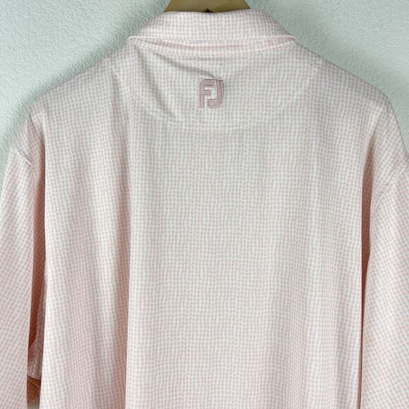 Footjoy FJ Golf Polo Shirt Mens XL Pink Geometric Print Hurricane Creek Logo - Picture 10 of 12
